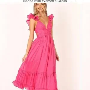 Petal Pup Dresses Petal Pup Pink Ruched Tiered Midi Dress